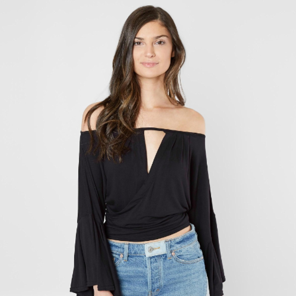Free People last time top black blouse